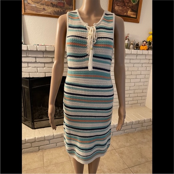 NWT Say What? Crochet Swimsuit Beach Cover Up V Neck Dress - Picture 1 of 6